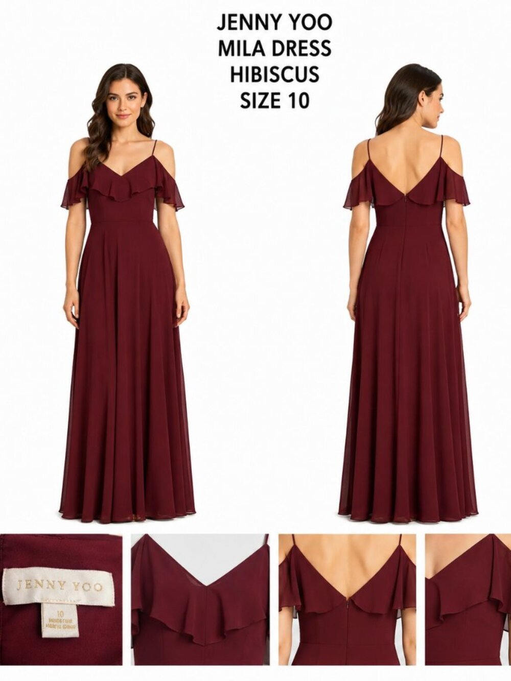 JENNY YOO HIBISCUS MILA MAXI DRESS SIZE 10 COLD SHOULDER
